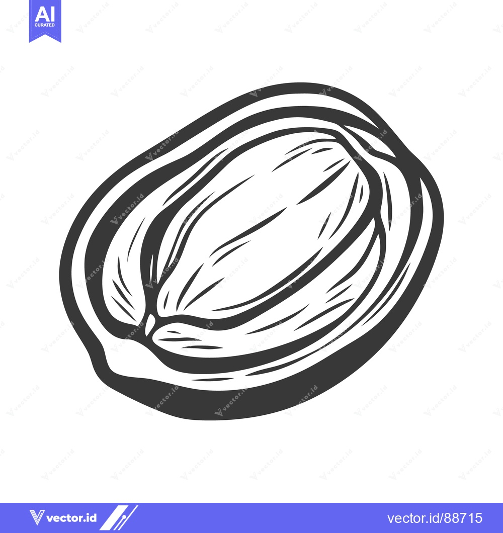 Premium Vector of An illustrated black and white image of a halved fruit