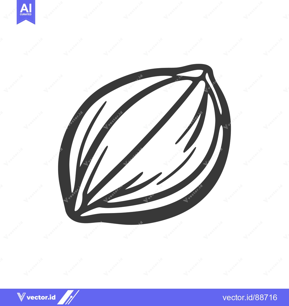 Premium Vector dari A black and white illustration of a single seed pod