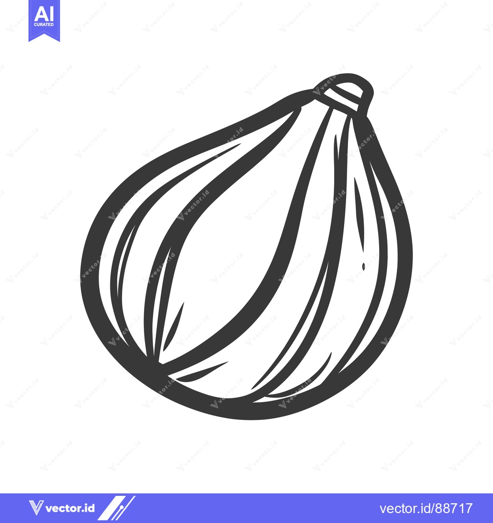 Premium Vector of An illustrated onion vegetable in black and white art