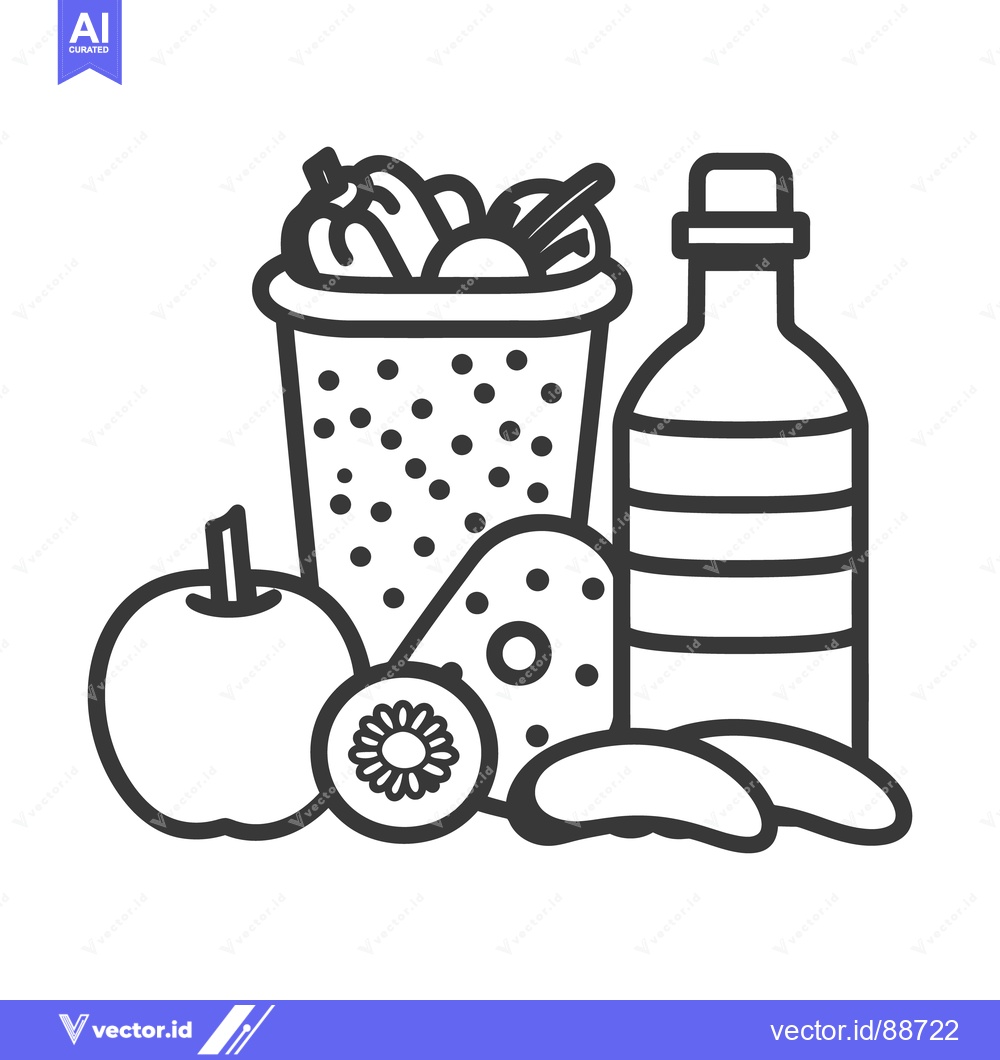 Premium Vector dari A monochrome depiction of assorted healthy food items