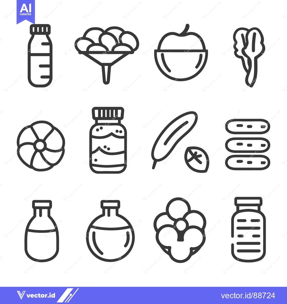 Premium Vector of Collection of line art icons representing healthy food and ingredients