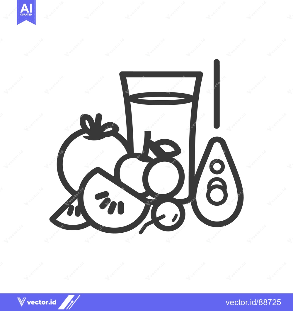 Premium Vector dari A vector graphic displays a healthy arrangement of fruits and juice