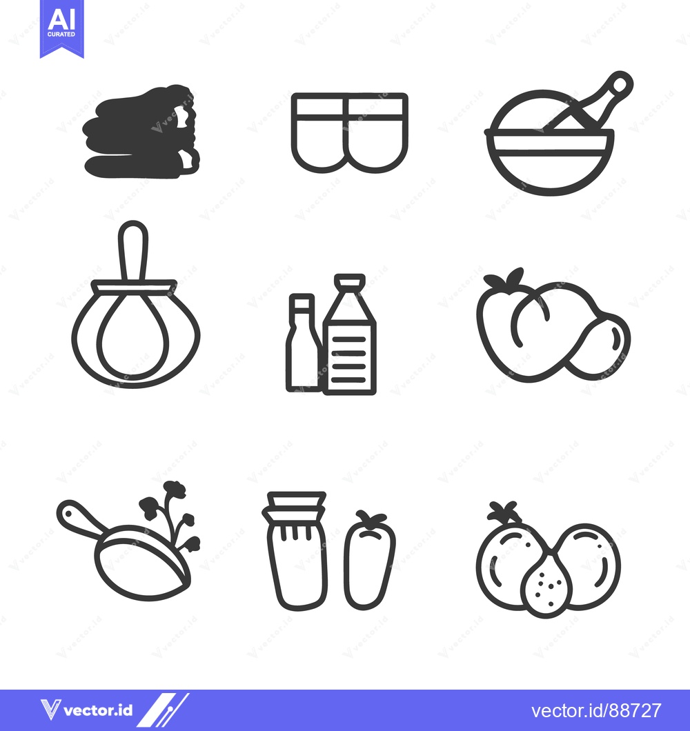 Premium Vector dari Illustrative Icons Depicting Assorted Culinary Ingredients And Tools