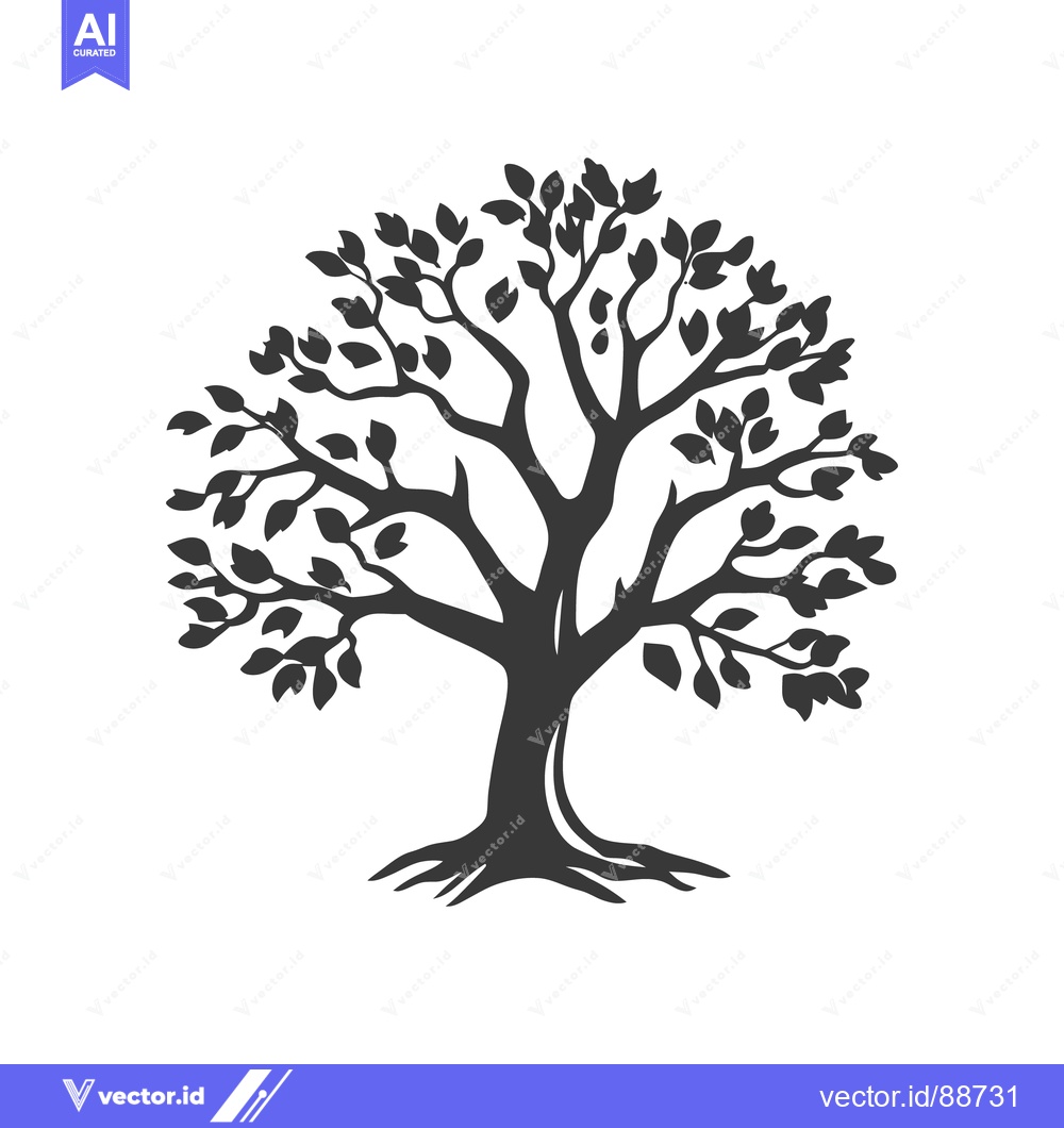 Premium Vector dari A stylized illustration showing a tree with leaves in a clean design