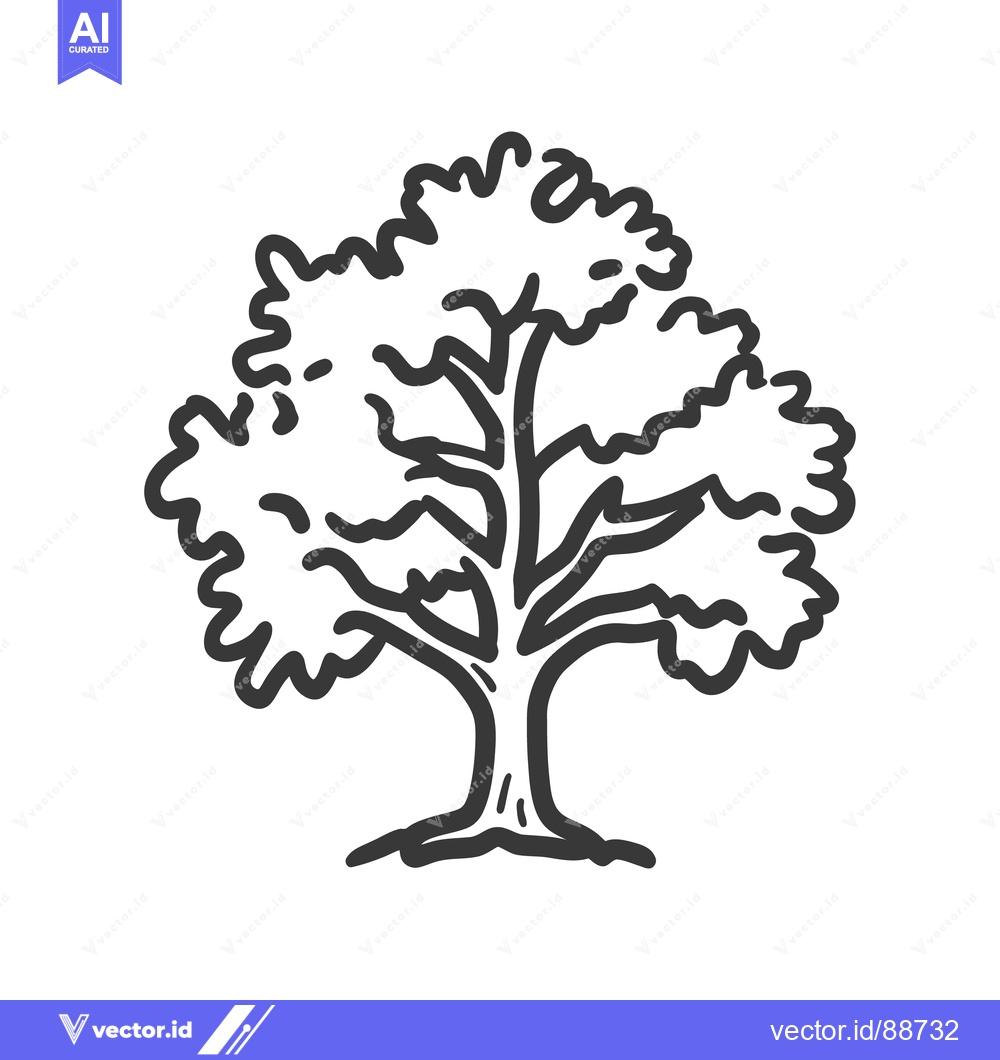 Premium Vector dari A black and white illustration of a stylized tree design
