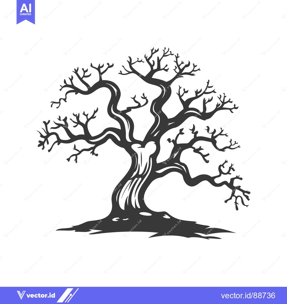 Premium Vector dari A stylized illustration of a bare tree silhouetted on white