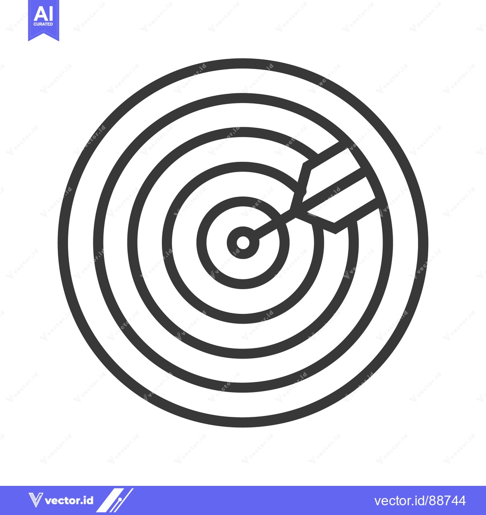 Premium Vector dari The black and white target with a dart in the bullseye