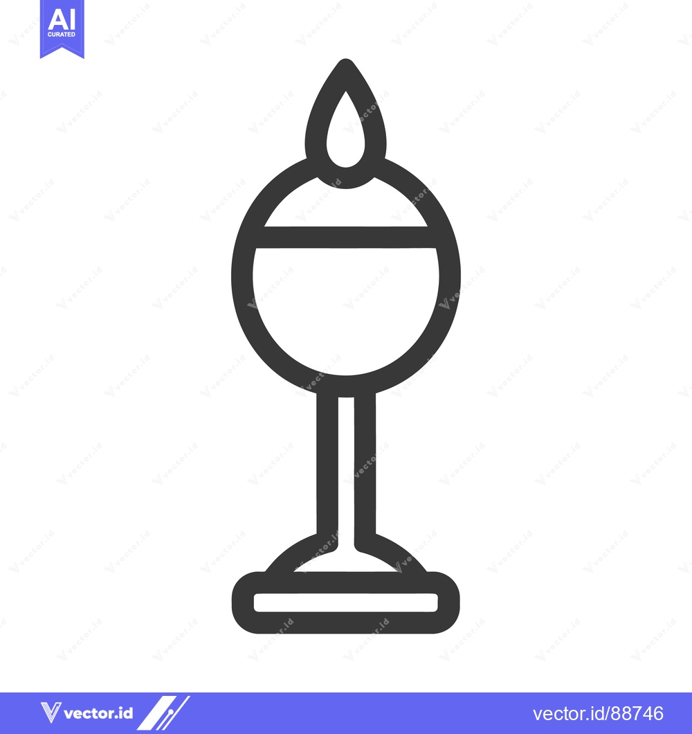 Premium Vector of An outlined depiction of a decorative stand with a flame above