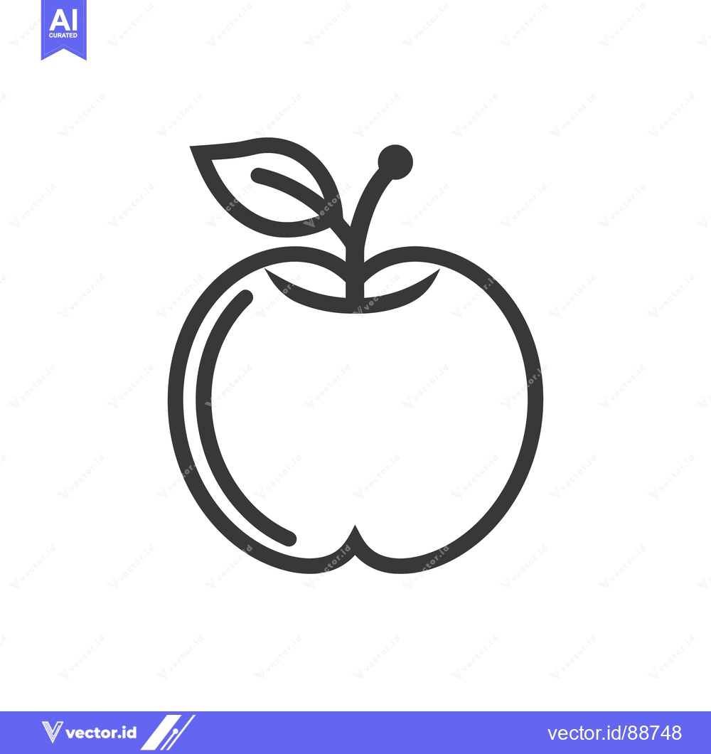 Premium Vector of A simple black and white line drawing of a ripe apple