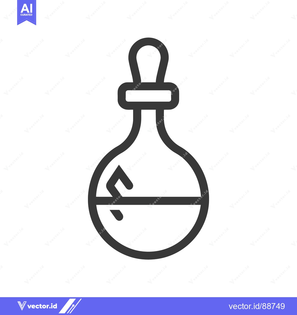 Premium Vector dari A simple black and white line illustration of a laboratory flask
