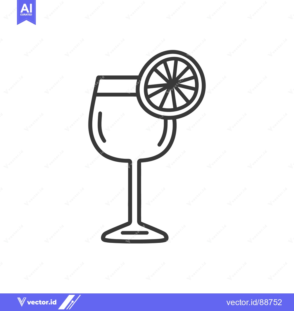 Premium Vector dari A simple line drawing of a glass with a citrus fruit slice
