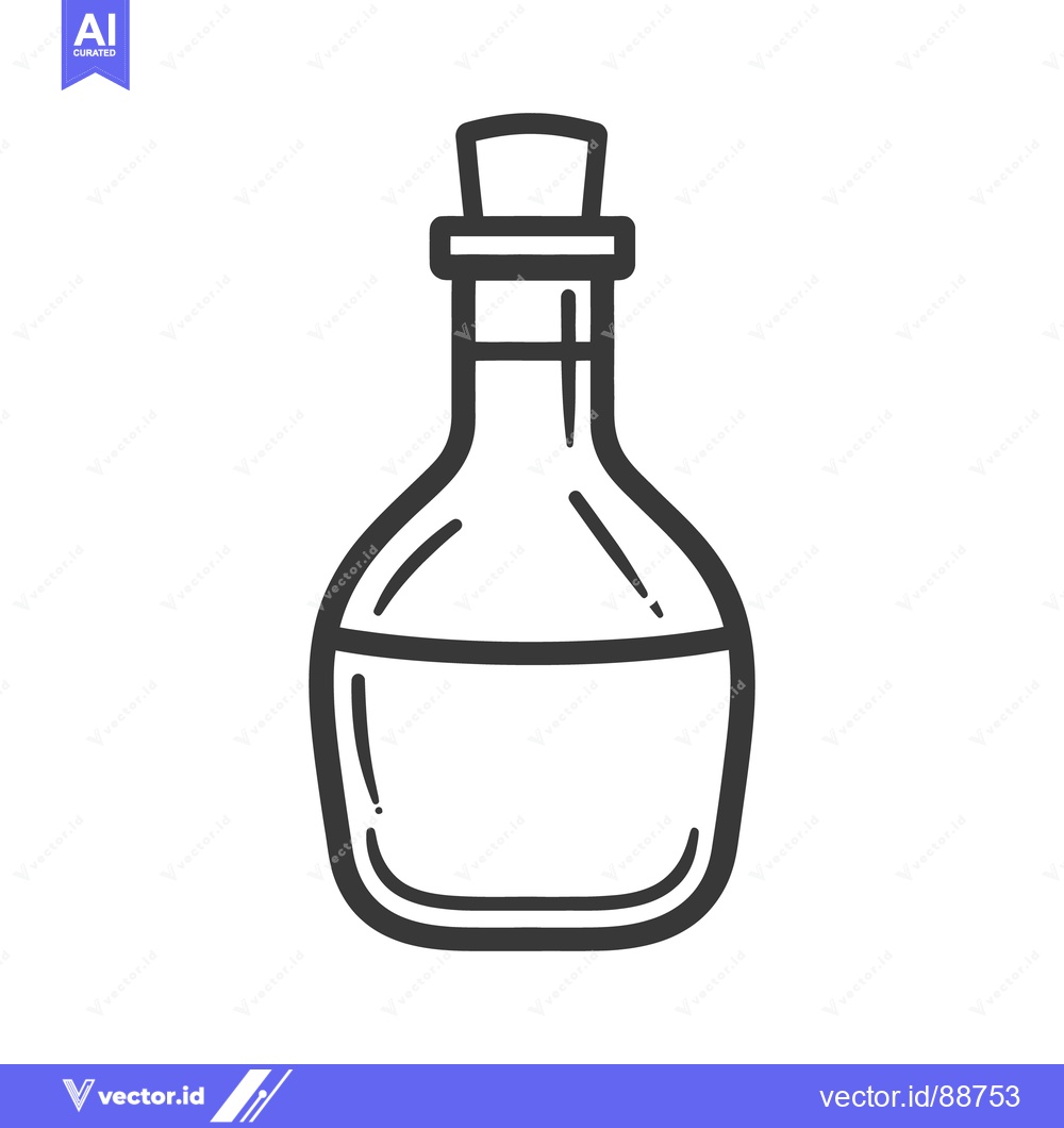 Premium Vector dari Simple monochrome illustration of a corked bottle with liquid inside