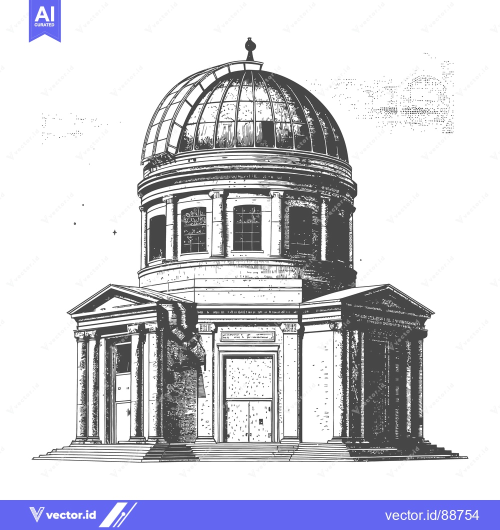 Premium Vector of An architectural illustration of a large building with a dome
