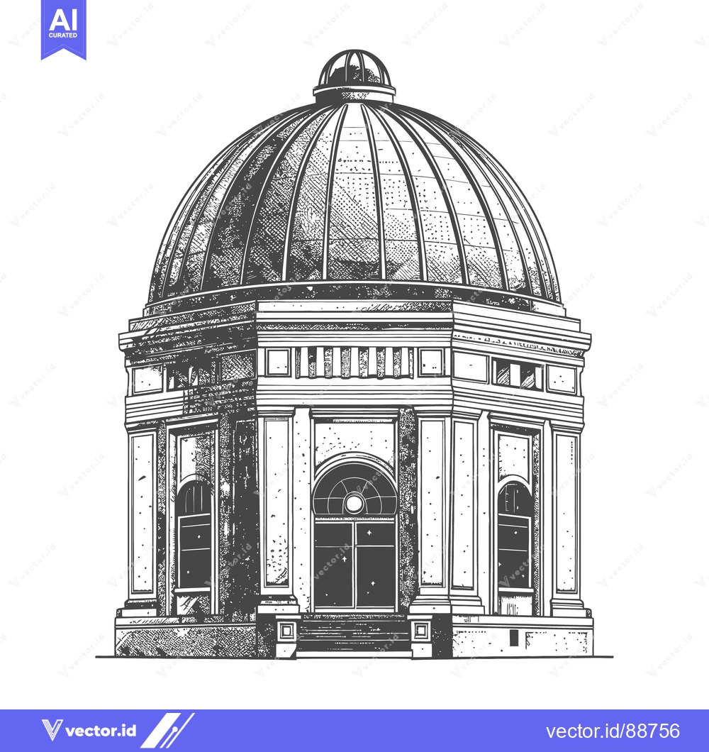 Premium Vector dari Detailed architectural drawing of an ornate building with a large dome