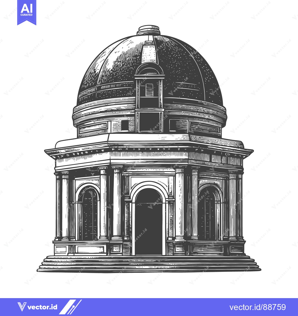 Premium Vector of A detailed illustration of a classical style domed building