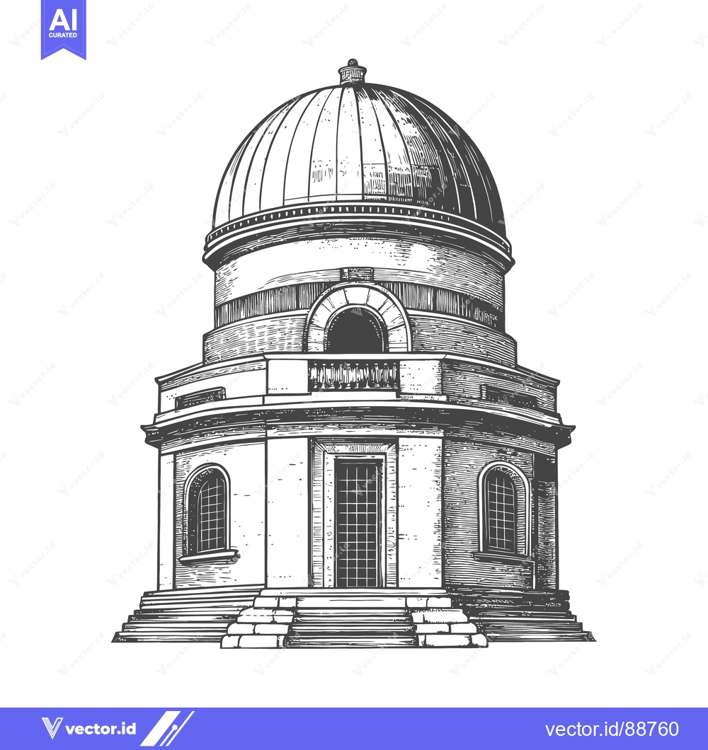 Premium Vector dari Detailed architectural illustration depicts a classical circular obser