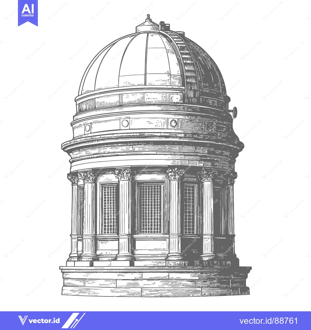 Premium Vector dari Detailed architectural illustration of a classical domed observatory b