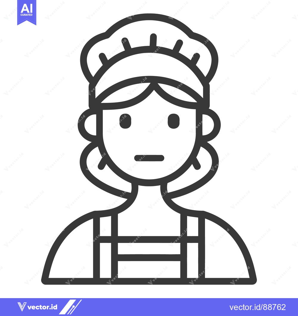 Premium Vector dari Simple line drawing of a woman wearing a bonnet and apron