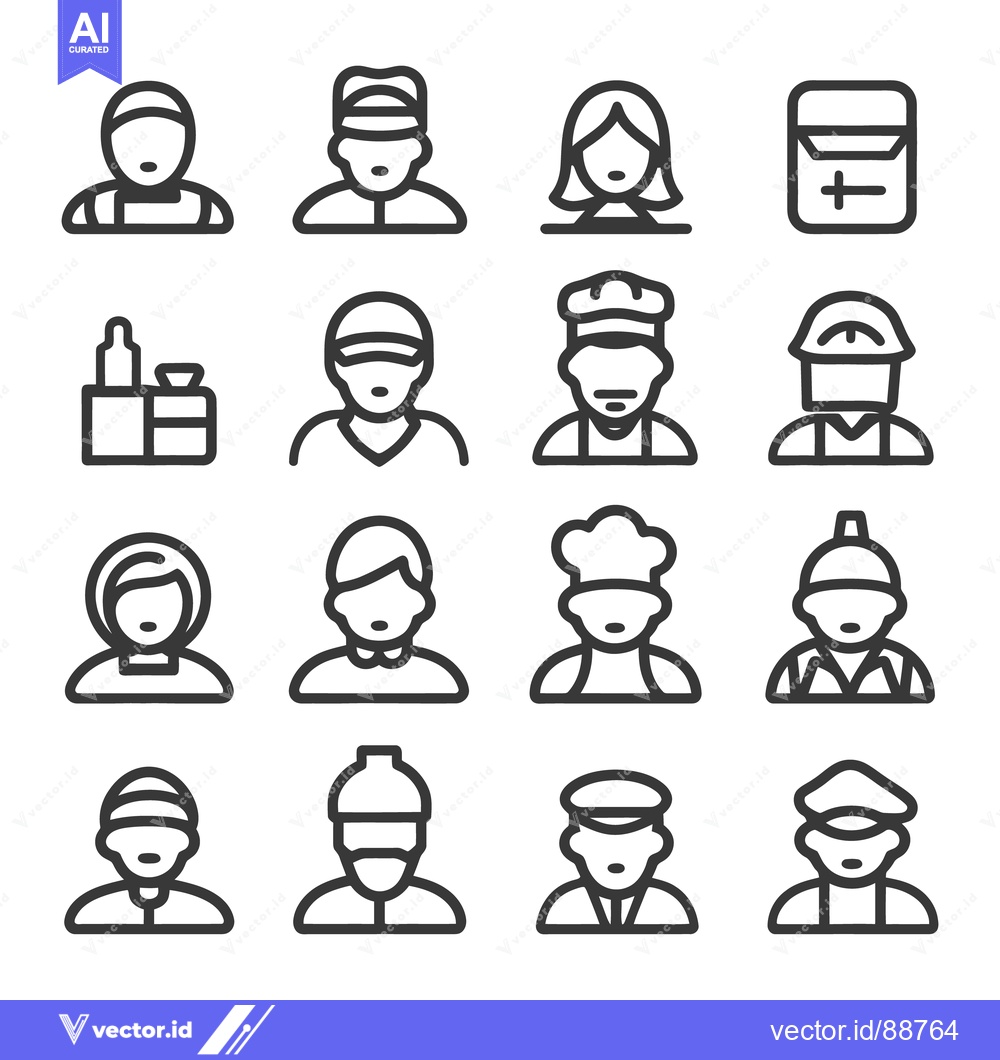 Premium Vector dari Simple outline drawings depicting various occupations and professions