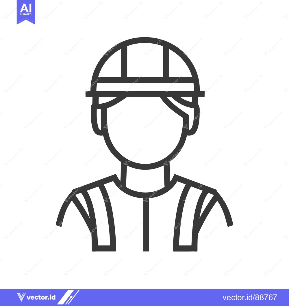 Premium Vector dari A line art depiction of a person in a construction helmet
