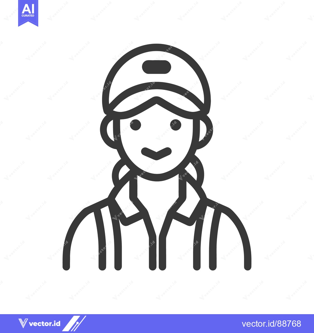 Premium Vector of A female worker in a cap is smiling at the viewer