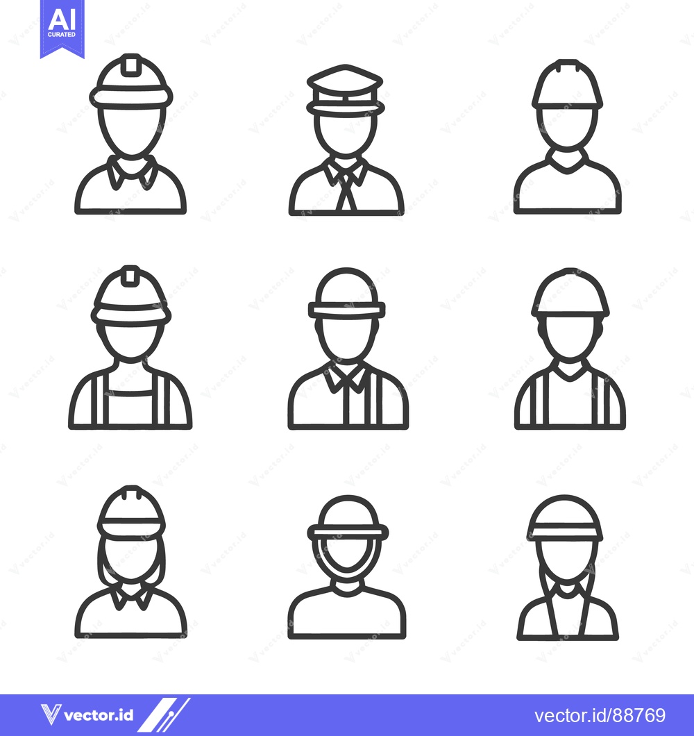 Premium Vector dari Line illustrations of various workers representing diverse occupations