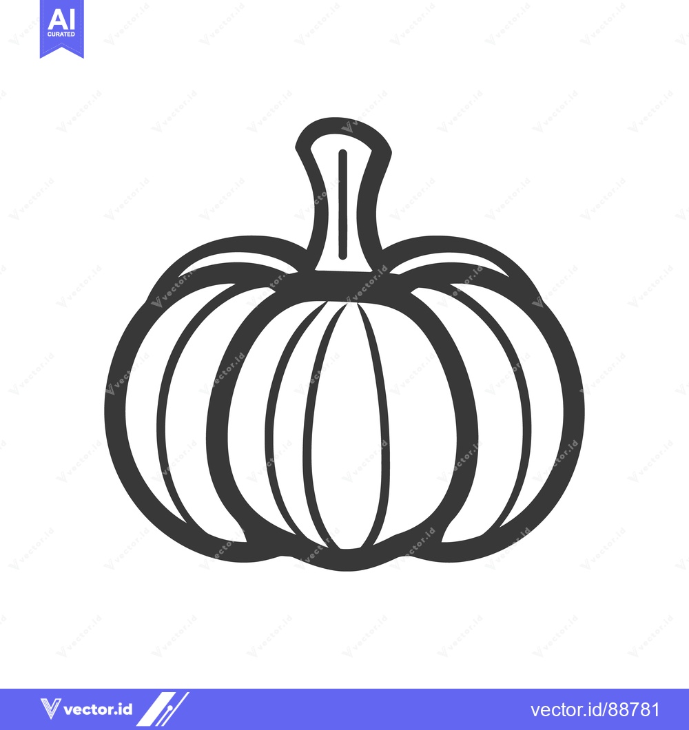 Premium Vector of A simple drawing of a pumpkin with a tall stem