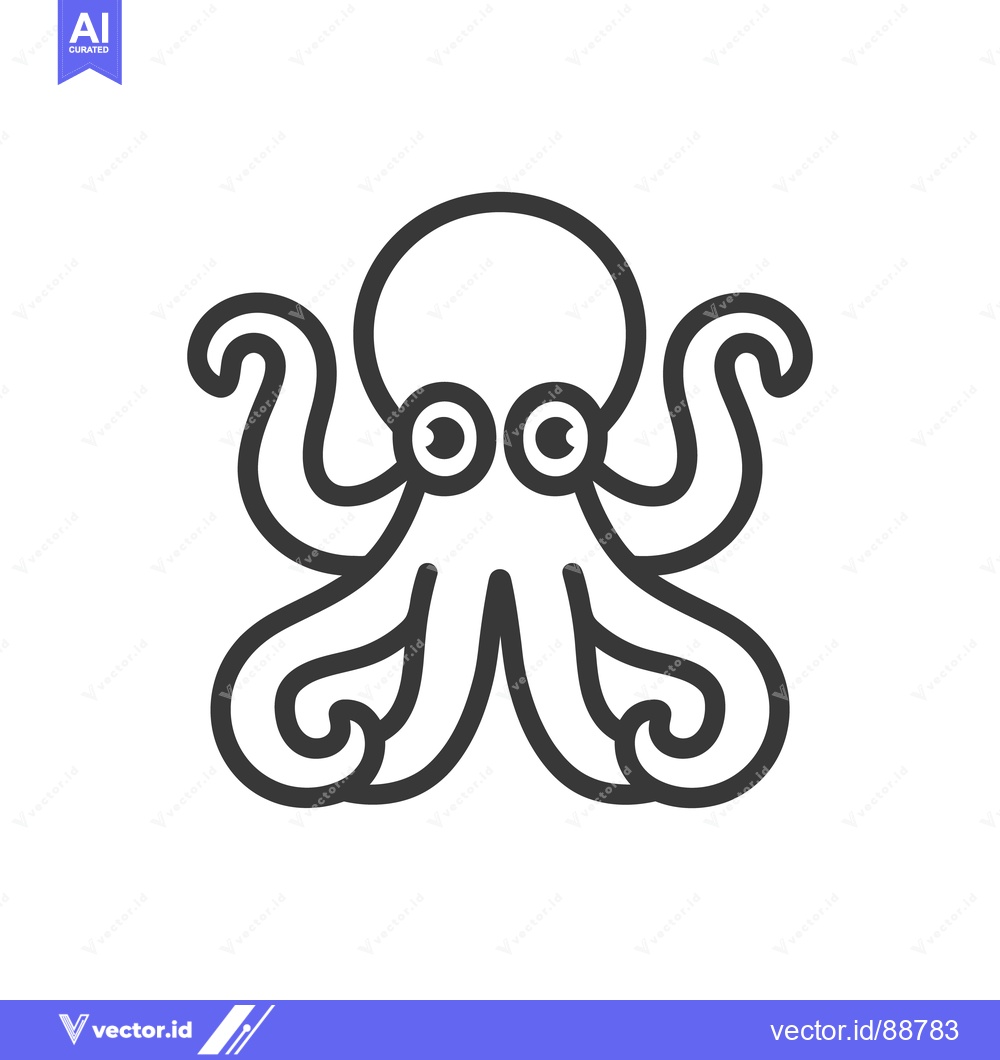 Premium Vector of A simple black and white cartoon illustration of an octopus
