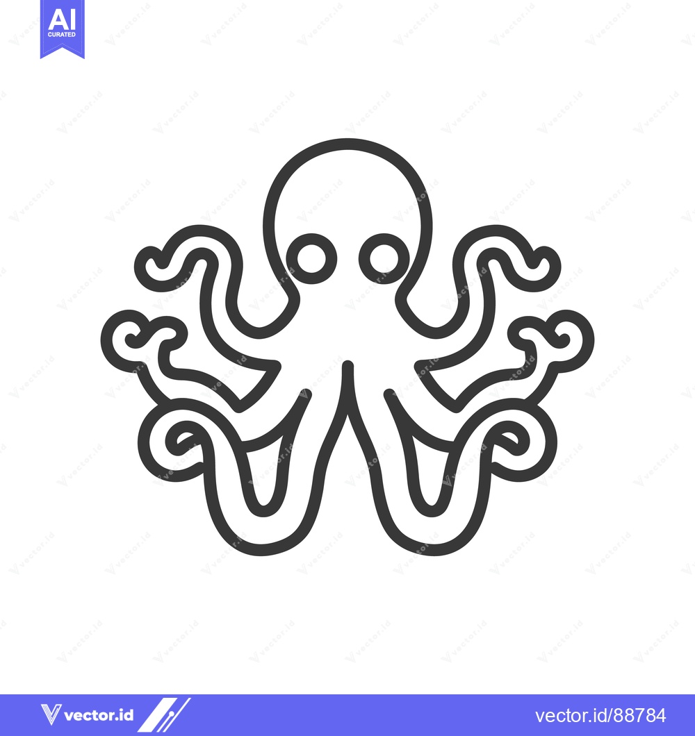 Premium Vector of A stylized black and white illustration of an octopus creature