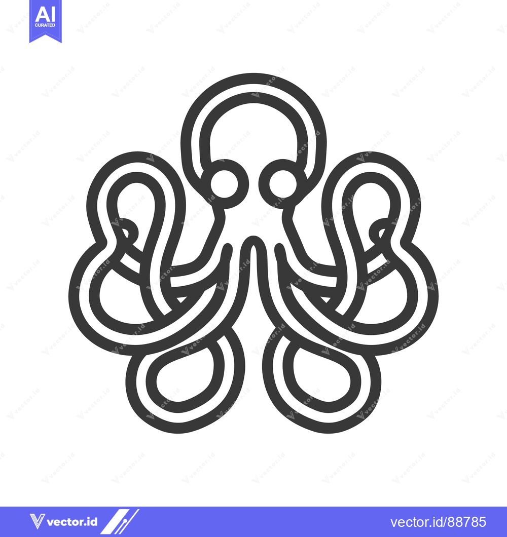 Premium Vector of A stylized black and white octopus graphic illustration on a white bac