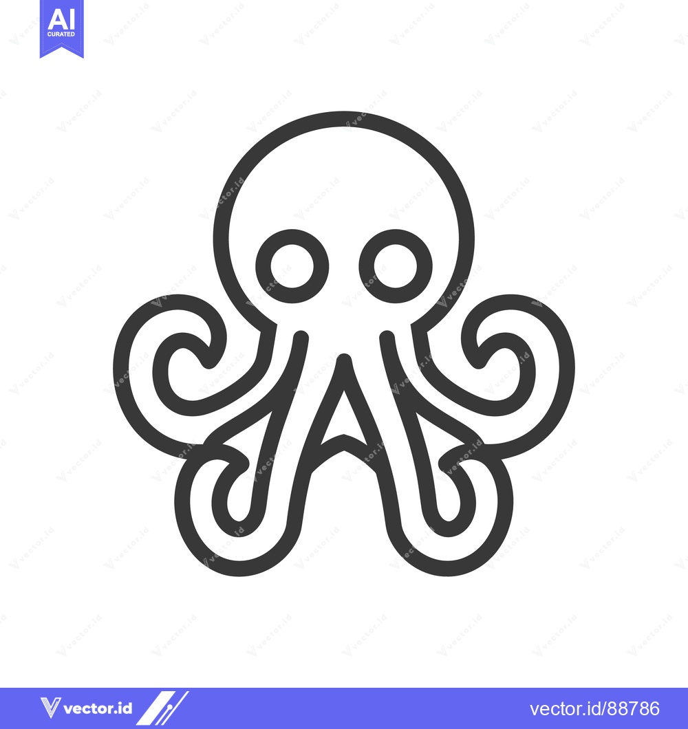 Premium Vector of An illustrated black and white minimalist depiction of an octopus