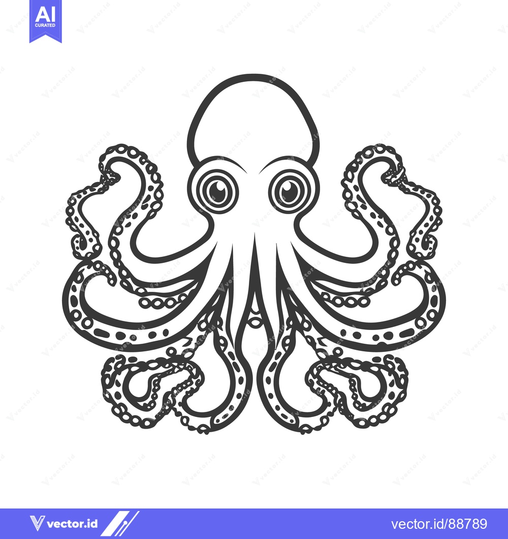 Premium Vector of A symmetrical black and white image of an octopus creature