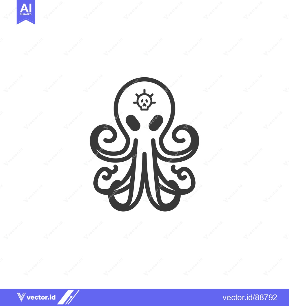 Premium Vector dari Octopus with Skull in a Circle in its Head