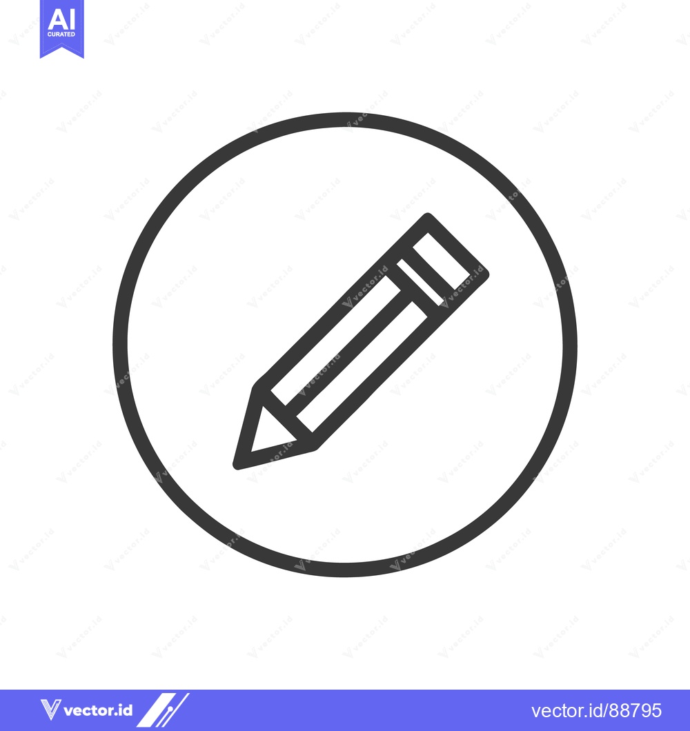 Premium Vector dari Minimalist Pencil Icon in Circle, Dark Gray Outline on White Backgroun