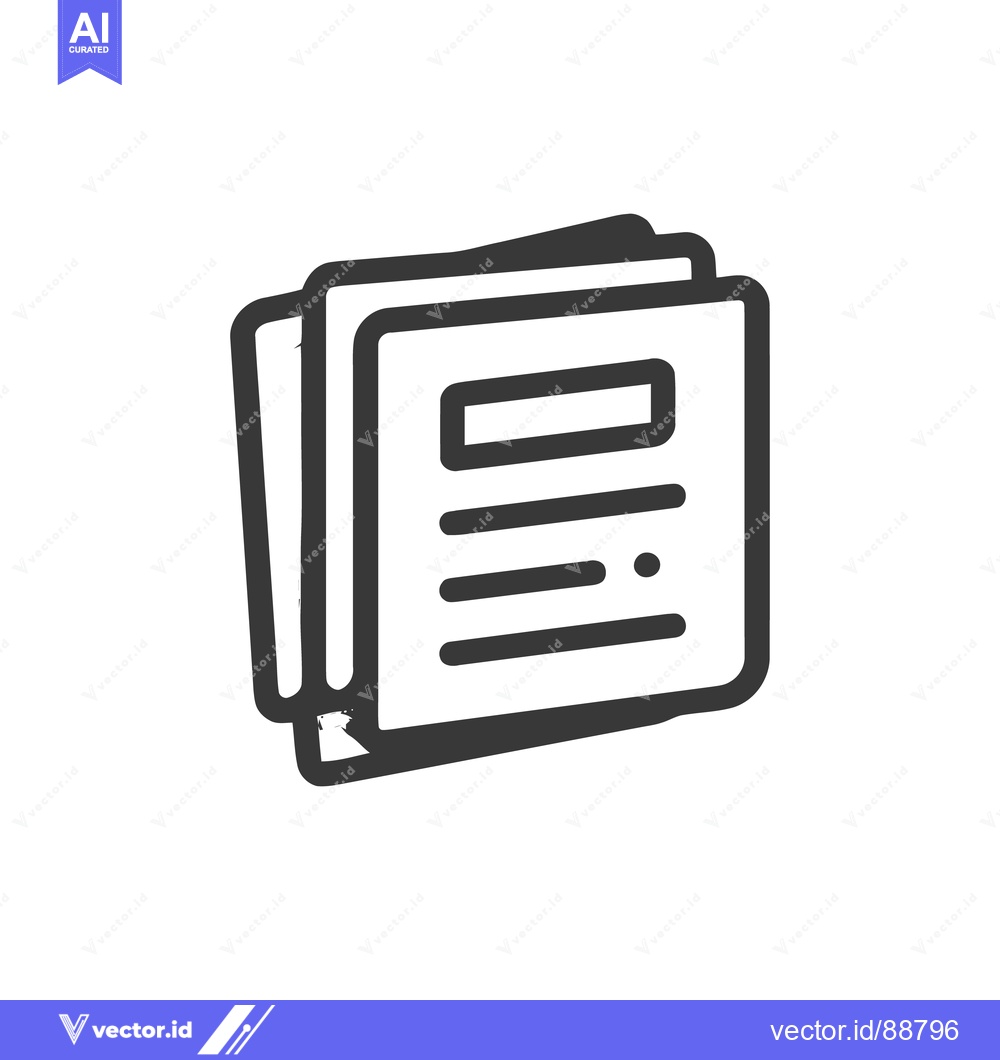 Premium Vector dari Stacked Documents Icon with Rounded Edges and Content Detail, Dark Gra