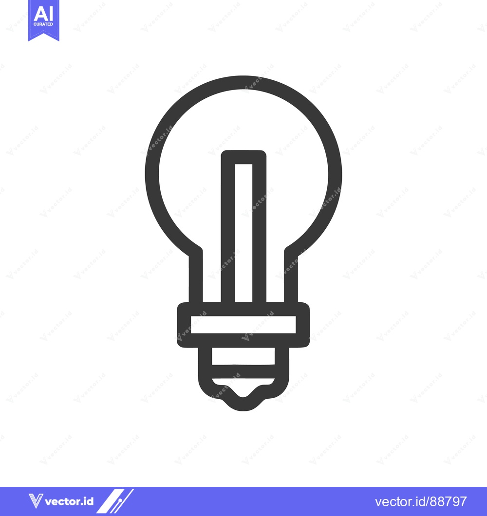 Premium Vector of Minimalist Light Bulb Icon: Bold Outline on White Background