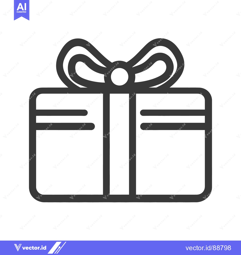 Premium Vector dari A simple black and white illustration of a present with a ribbon