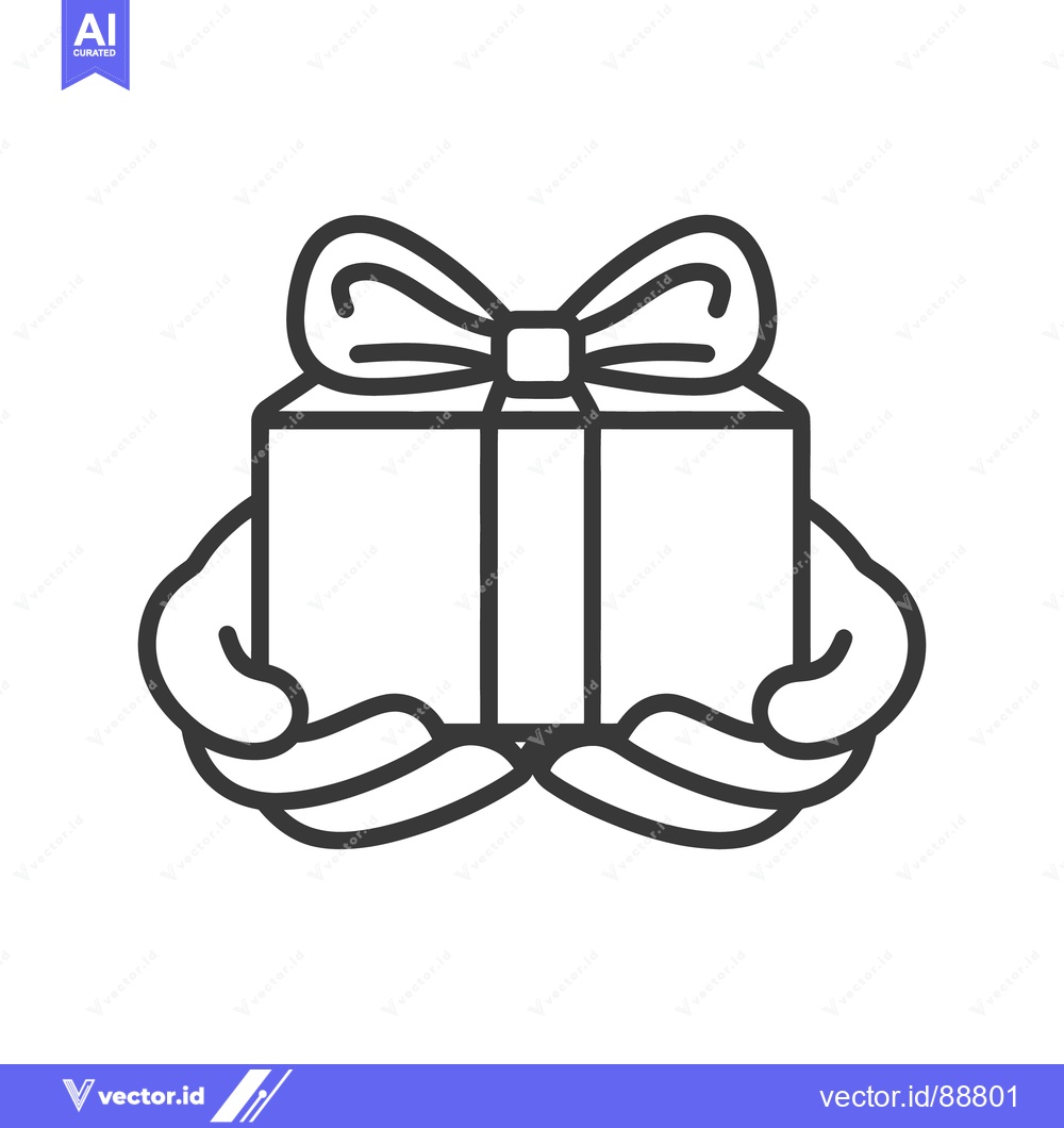 Premium Vector of A present wrapped with ribbon being held by two hands