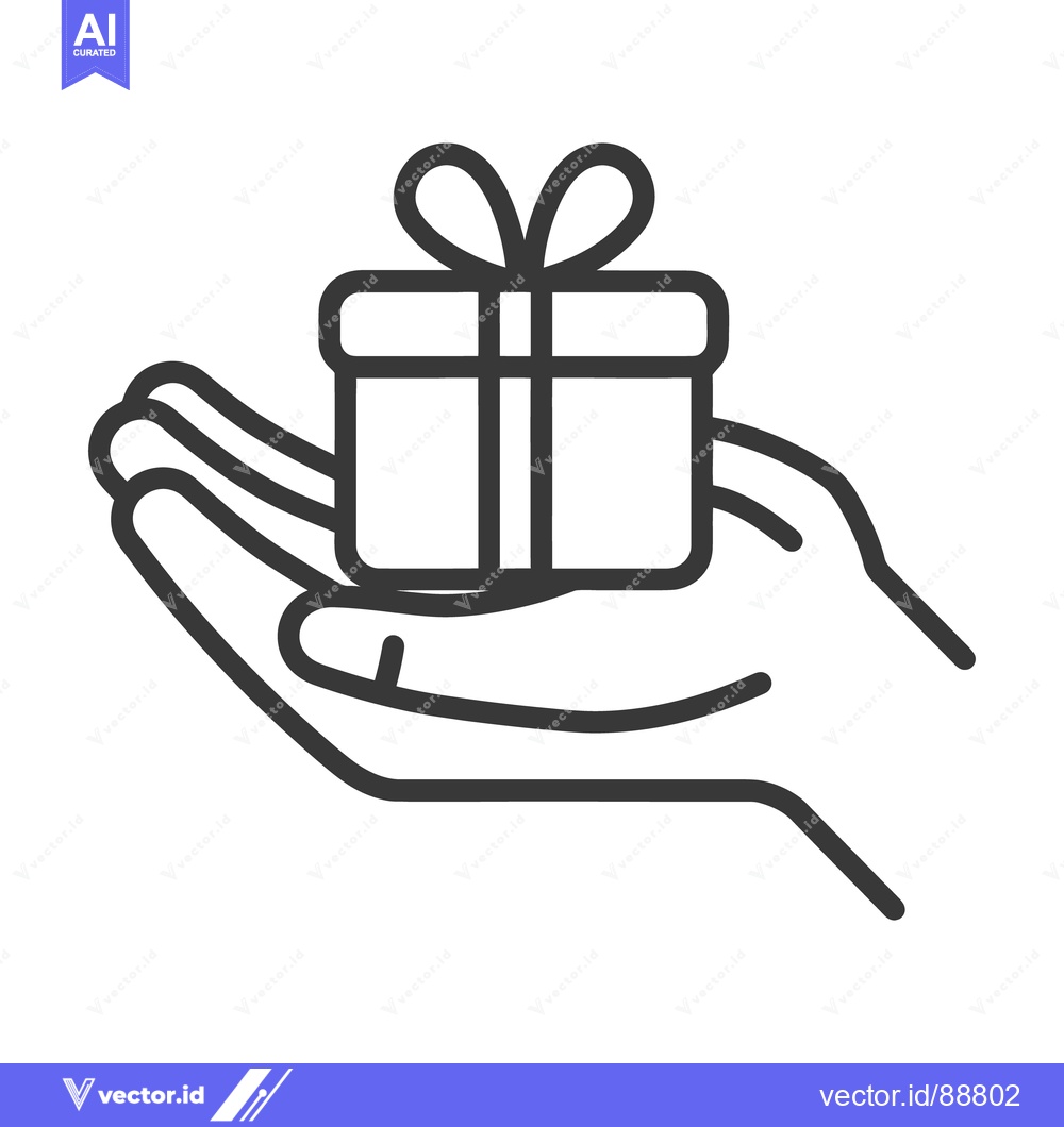 Premium Vector of A hand holding a gift box with a decorative bow on top