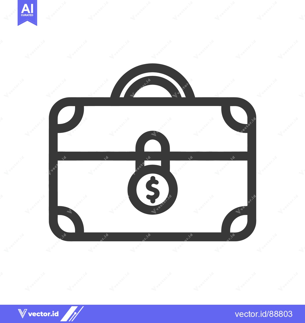 Premium Vector dari A simplified black briefcase icon with a dollar sign on it