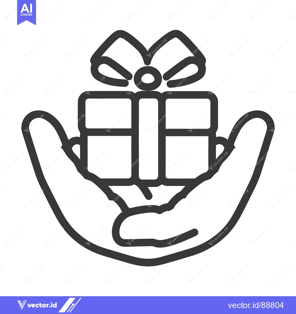 Premium Vector of A pair of hands holding a tied gift box presentation
