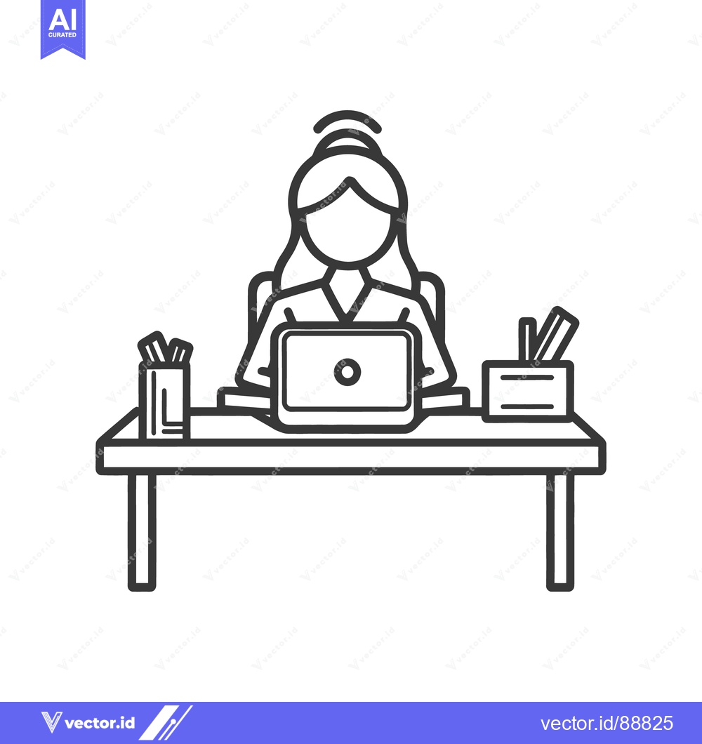 Premium Vector of A vector illustration of a person working at a desk