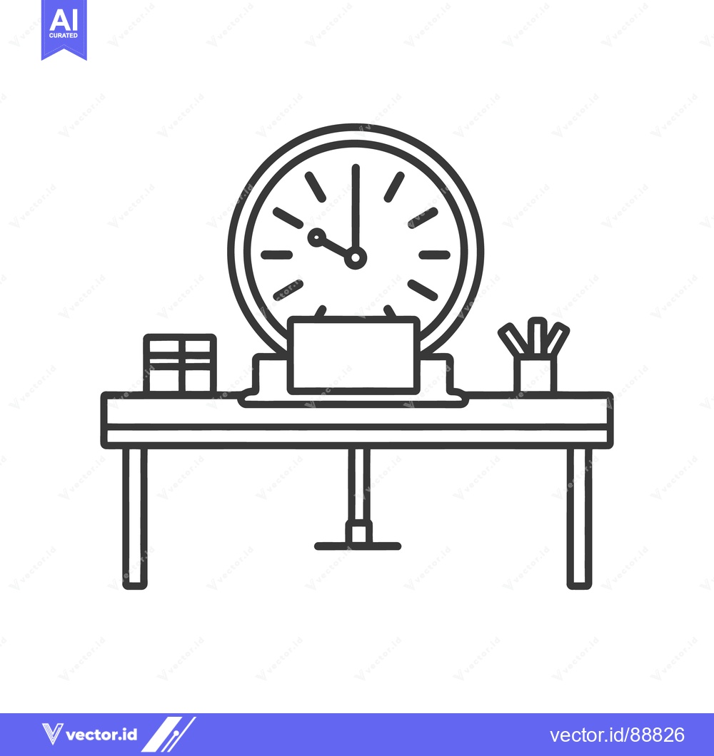 Premium Vector dari A minimalist image of a desk with an old time clock