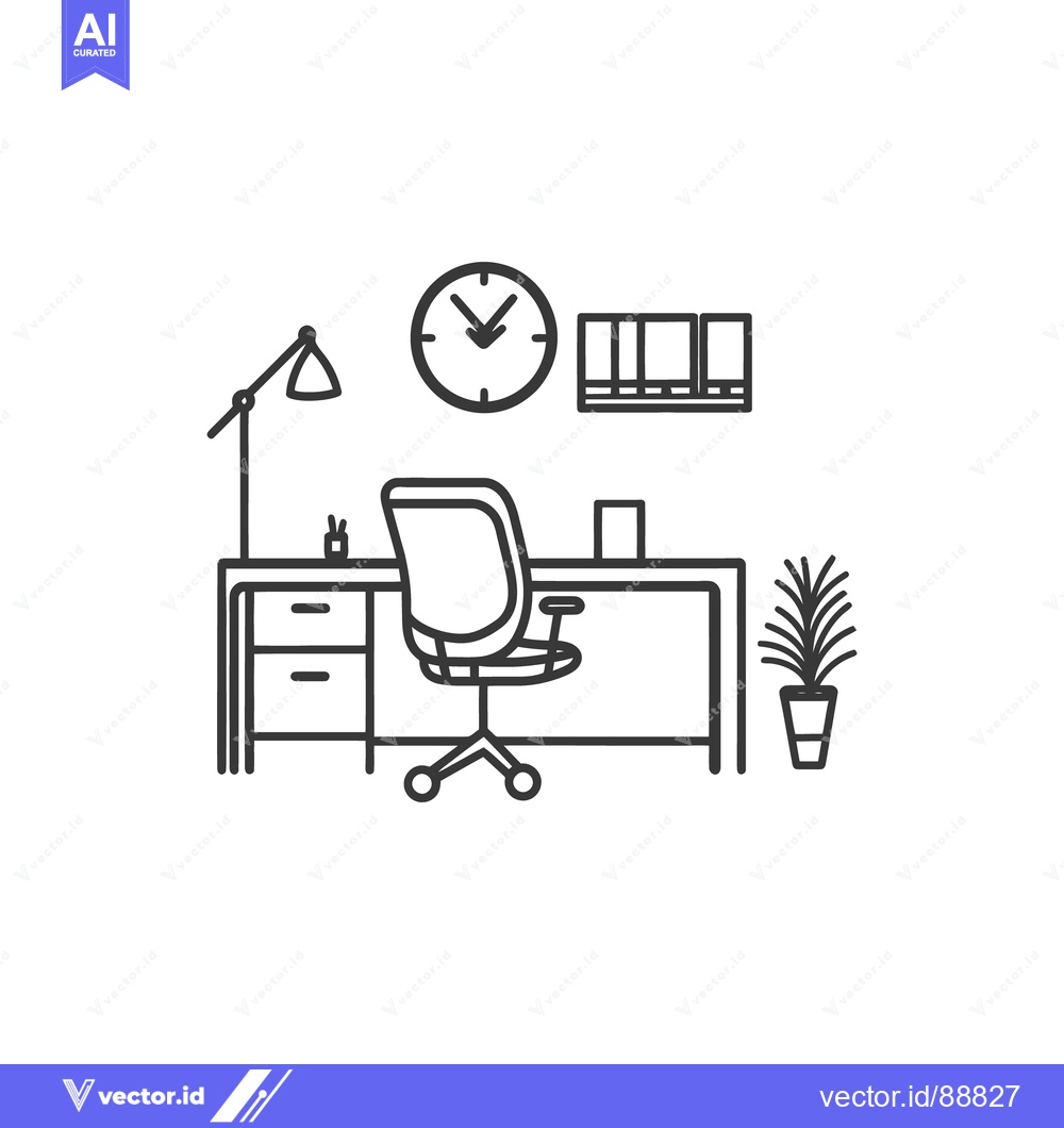 Premium Vector dari A Simple Vector Illustration Of A Modern Office Workspace