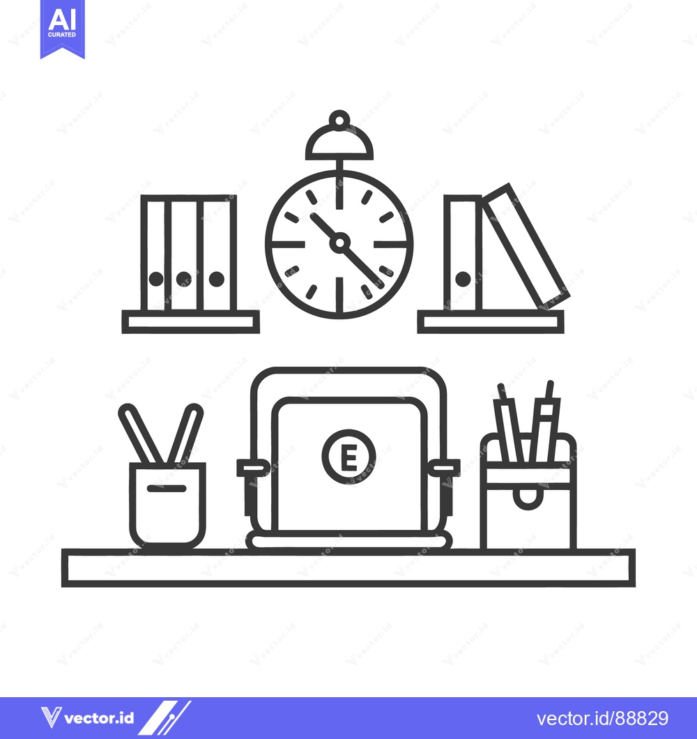 Premium Vector dari Illustration of a simple desk workspace with various office items show