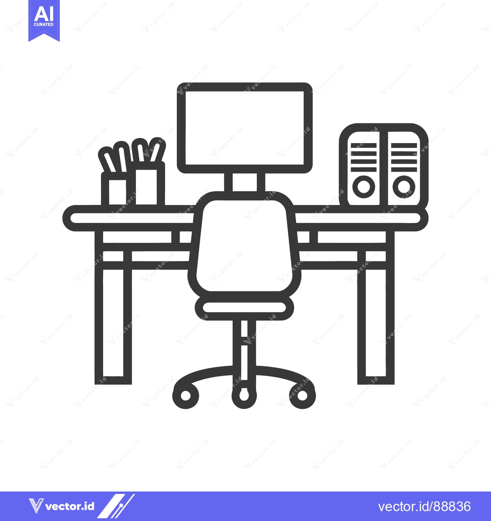 Premium Vector dari An illustrated depiction of an office desk and its components