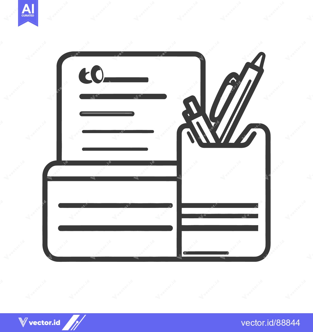 Premium Vector of A simple illustration depicting stationery and writing materials ready