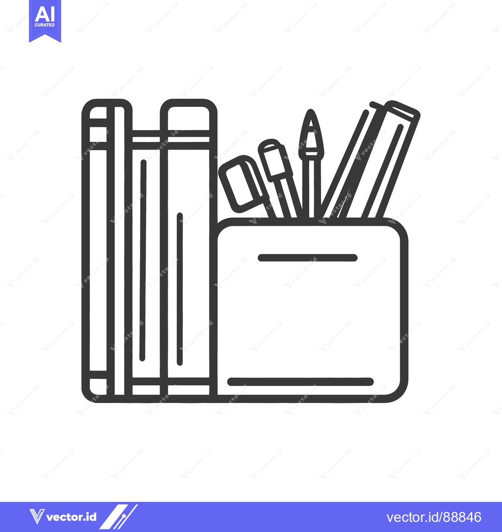 Premium Vector dari An illustration displays a collection of stationery items and books