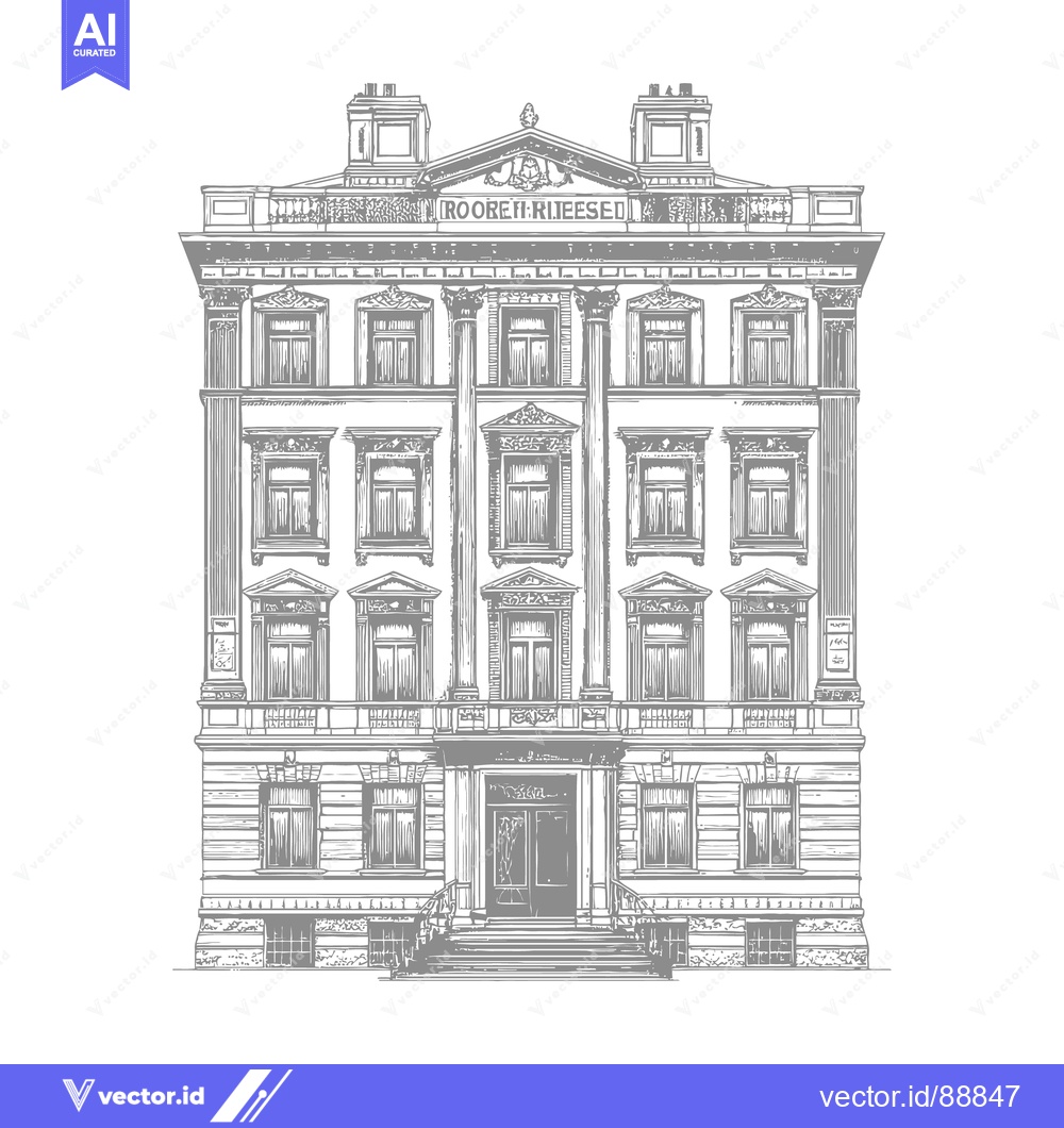 Premium Vector of Detailed architectural illustration of a classical building facade