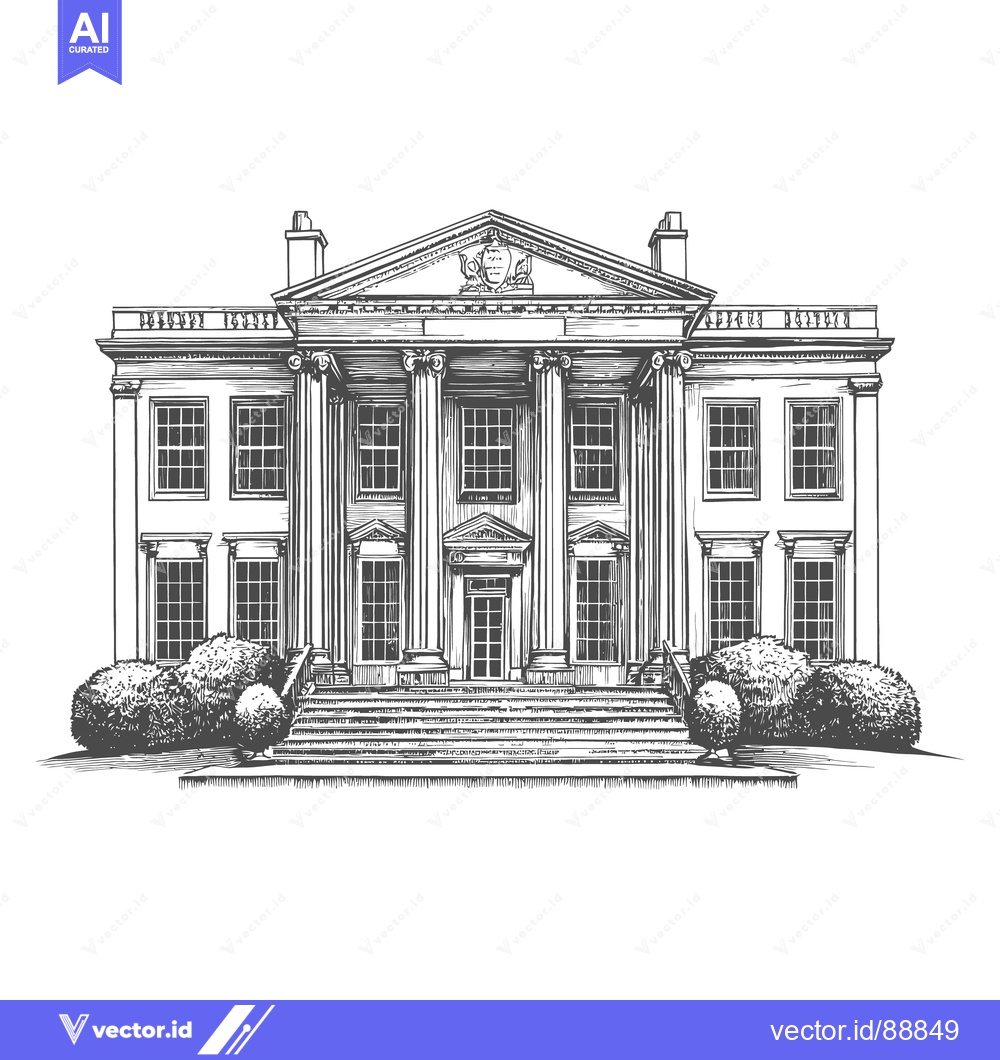 Premium Vector dari Detailed black and white architectural illustration of a classical man